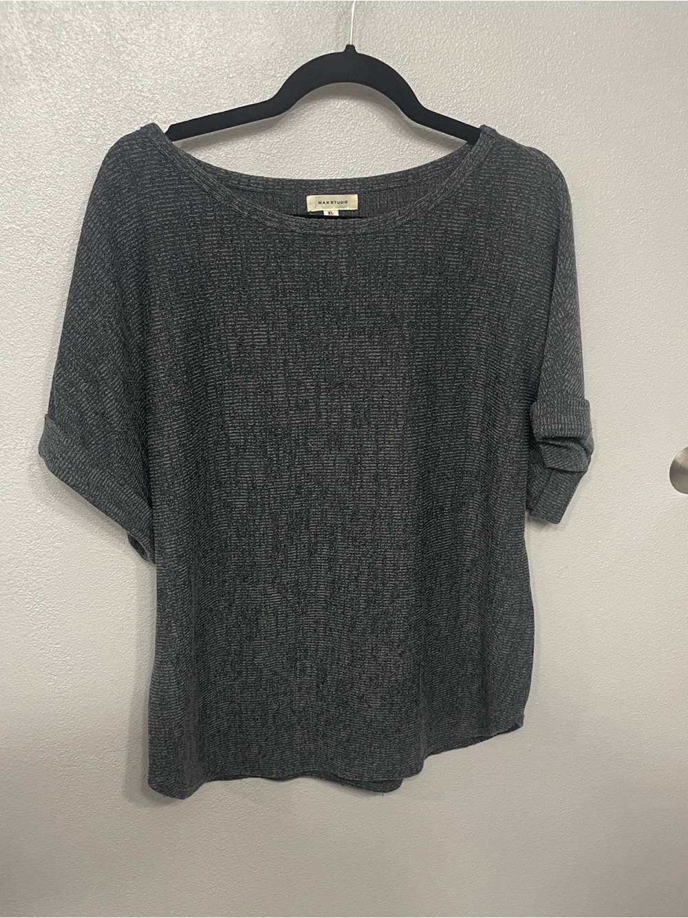 Max Studio Dark Gray Knit Top XL